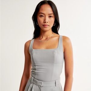 NWT Abercrombie Square Neck Top Grey Size Medium
